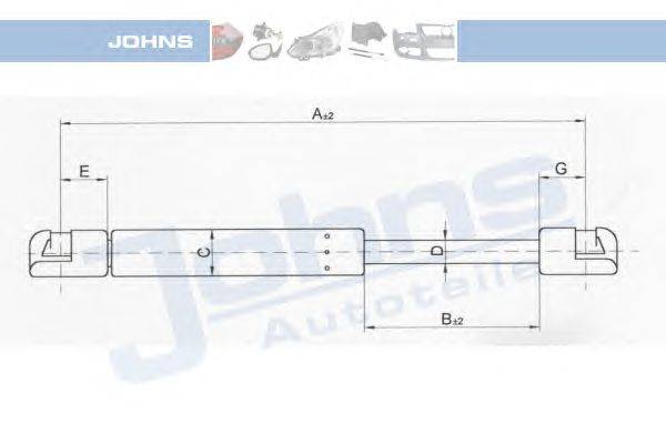 Газовая пружина, крышка багажник JOHNS 57 38 95-95