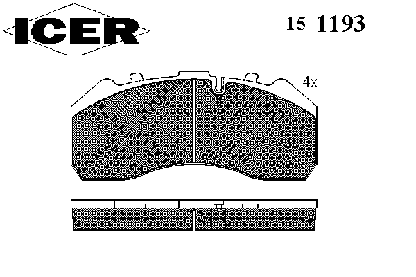 Комплект тормозных колодок, дисковый тормоз ICER 151193