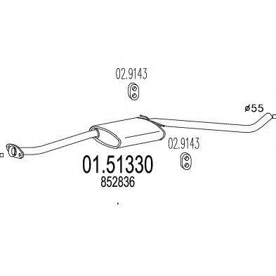 Средний глушитель выхлопных газов MTS 01.51330