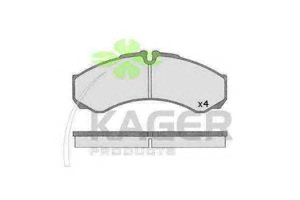 Комплект тормозных колодок, дисковый тормоз KAGER 350502