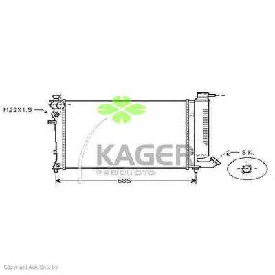 Радиатор, охлаждение двигателя KAGER 310182