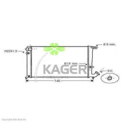 Радиатор, охлаждение двигателя KAGER 310185
