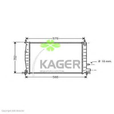 Радиатор, охлаждение двигателя KAGER 310349