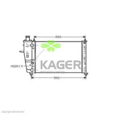 Радиатор, охлаждение двигателя KAGER 310410