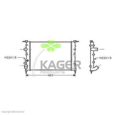 Радиатор, охлаждение двигателя KAGER 310945
