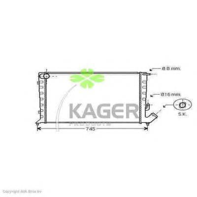 Радиатор, охлаждение двигателя KAGER 313610