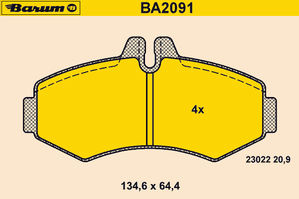 Комплект тормозных колодок, дисковый тормоз BARUM BA2091