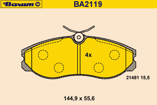 Комплект тормозных колодок, дисковый тормоз BARUM BA2119