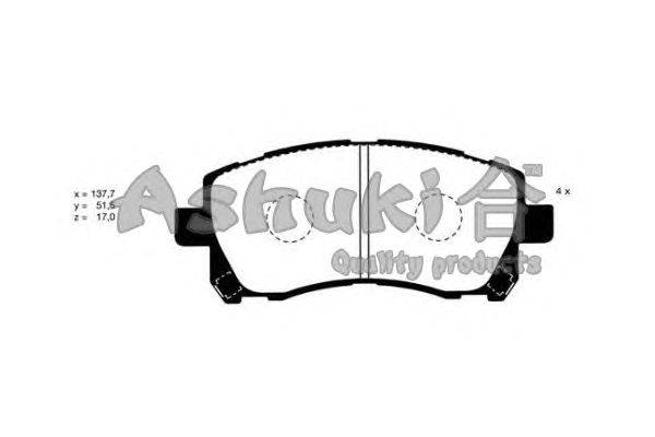 Комплект тормозных колодок, дисковый тормоз ASHUKI S011-16J