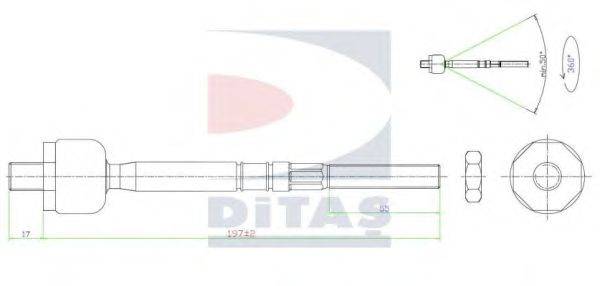 Осевой шарнир, рулевая тяга DITAS A2-5404