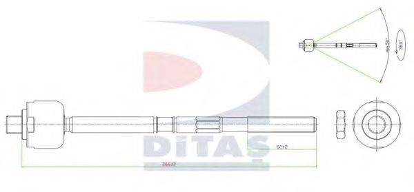 Осевой шарнир, рулевая тяга DITAS A2-5413