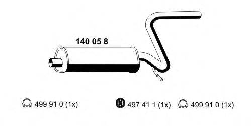 Средний глушитель выхлопных газов ERNST 140058