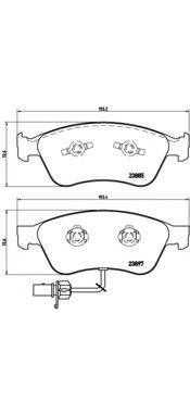 Комплект тормозных колодок, дисковый тормоз BREMBO 23885