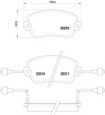 Комплект тормозных колодок, дисковый тормоз MINTEX 20311