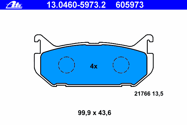 Комплект тормозных колодок, дисковый тормоз ATE 13.0460-5973.2