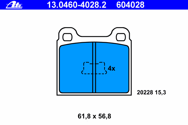 Комплект тормозных колодок, дисковый тормоз ATE 13.0460-4028.2