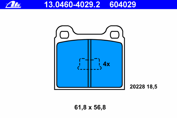 Комплект тормозных колодок, дисковый тормоз ATE 13.0460-4029.2