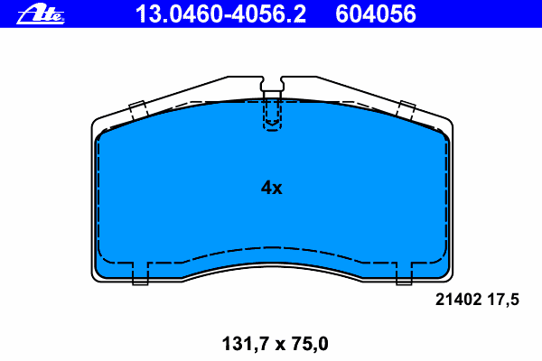 Комплект тормозных колодок, дисковый тормоз ATE 13.0460-4056.2