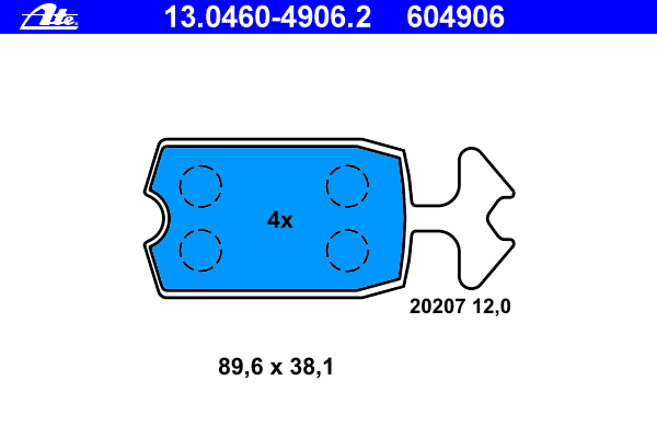 Комплект тормозных колодок, дисковый тормоз ATE 20207