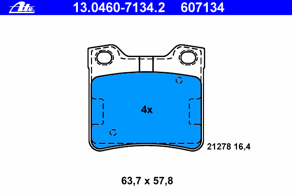 Комплект тормозных колодок, дисковый тормоз ATE 13.0460-7134.2