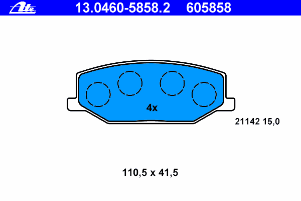 Комплект тормозных колодок, дисковый тормоз ATE 21142