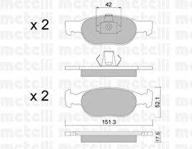 Комплект тормозных колодок, дисковый тормоз METELLI 2200791