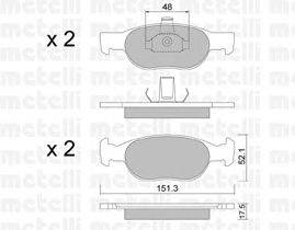Комплект тормозных колодок, дисковый тормоз METELLI 2200792