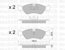 Комплект тормозных колодок, дисковый тормоз METELLI 22-0117-0