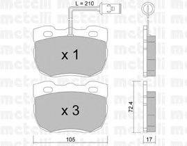 Комплект тормозных колодок, дисковый тормоз METELLI 22-0177-0