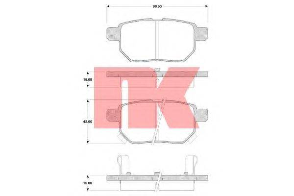 Комплект тормозных колодок, дисковый тормоз NK 224582