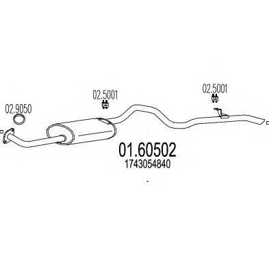 Глушитель выхлопных газов конечный MTS 01.60502