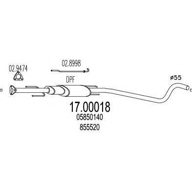 Сажевый / частичный фильтр, система выхлопа ОГ OPEL 05850140