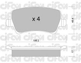 Комплект тормозных колодок, дисковый тормоз CIFAM 822-676-0