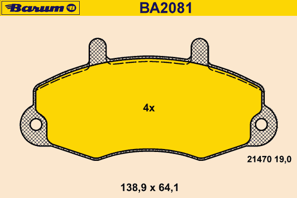 Комплект тормозных колодок, дисковый тормоз BARUM 21470