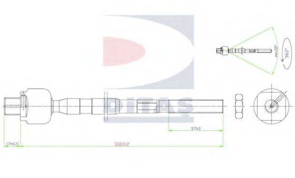 Осевой шарнир, рулевая тяга DITAS A25575