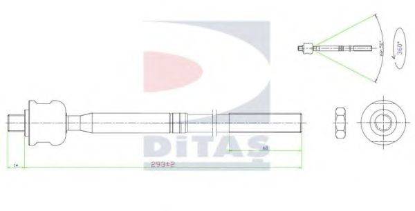 Осевой шарнир, рулевая тяга DITAS A2-5633