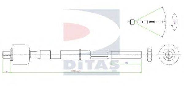 Осевой шарнир, рулевая тяга DITAS A2-5639