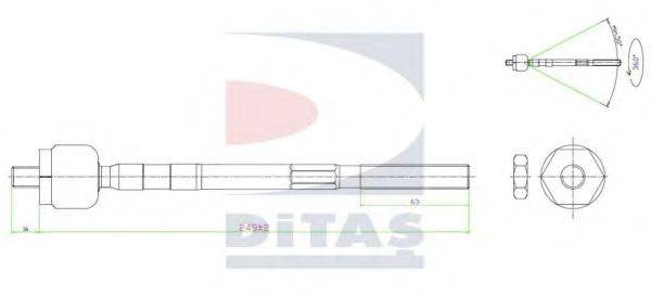 Осевой шарнир, рулевая тяга DITAS A2-5650