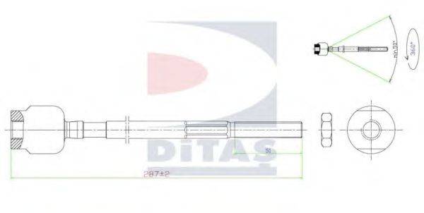 Осевой шарнир, рулевая тяга DITAS A25656
