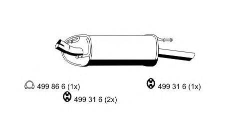 Глушитель выхлопных газов конечный ERNST 310239