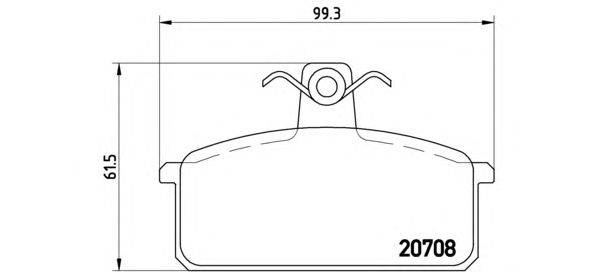 Комплект тормозных колодок, дисковый тормоз BREMBO 20708
