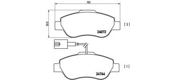 Комплект тормозных колодок, дисковый тормоз BREMBO P23107