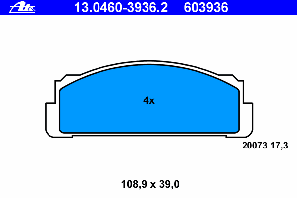 Комплект тормозных колодок, дисковый тормоз ATE 13.0460-3936.2