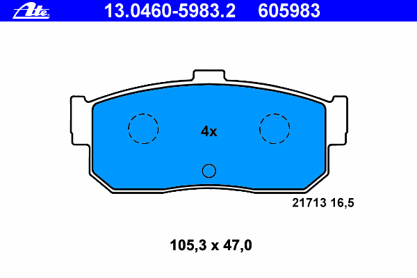 Комплект тормозных колодок, дисковый тормоз ATE 13.0460-5983.2