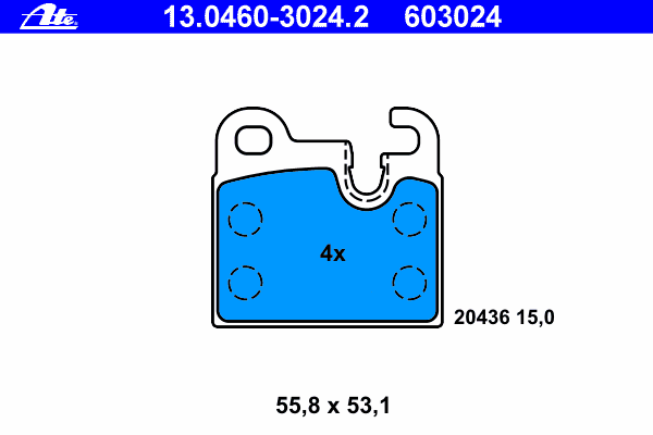 Комплект тормозных колодок, дисковый тормоз ATE 20436