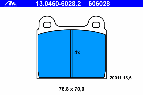 Комплект тормозных колодок, дисковый тормоз ATE 13.0460-6028.2