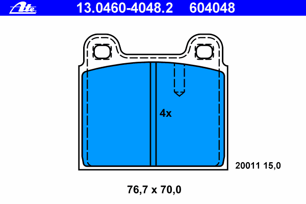 Комплект тормозных колодок, дисковый тормоз ATE 13.0460-4048.2