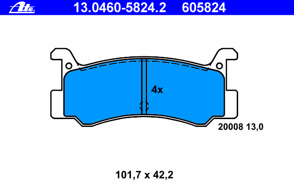 Комплект тормозных колодок, дисковый тормоз ATE 13.0460-5824.2