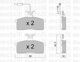 Комплект тормозных колодок, дисковый тормоз METELLI 22-0026-2
