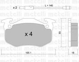 Комплект тормозных колодок, дисковый тормоз METELLI 22-0036-1